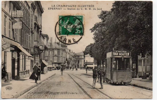 EPERNAY - Marne - CPA 51 - CBR tram - horse tram - C.B.R. station du Jard