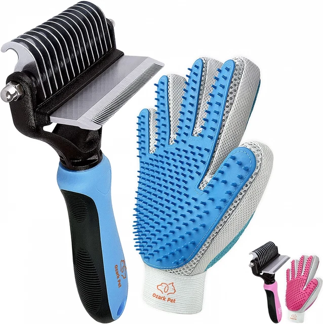 Ozark Pet Grooming Brush for Dog/Cat with 2 Sided Small, Blue