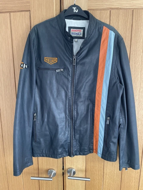 TAG HEUER Gulf Racing Leather Jacket Dark Blue L Grand Prix