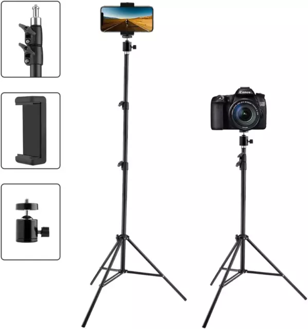 Phone Tripod Tall, Extend to 82 Inch Tripod with Cell Phone Holder, Tall Tripod