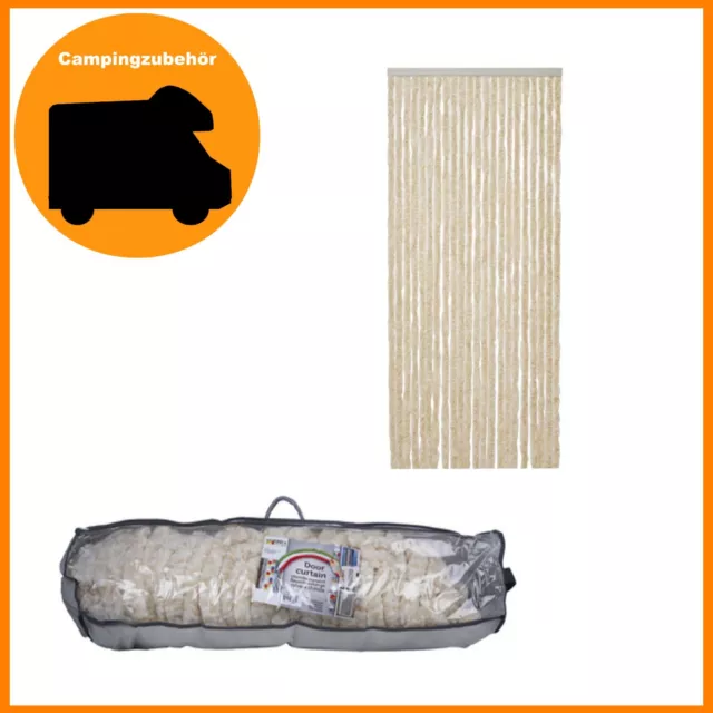 Flauschvorhang Türvorhang Camping Fliegenschutz Zelt Chenille 90x210cm beige