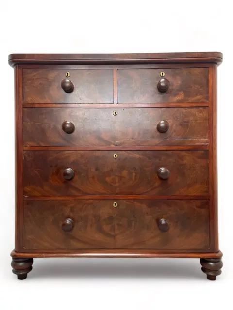 Large Antique Flamed Mahogany Chest Of Drawers