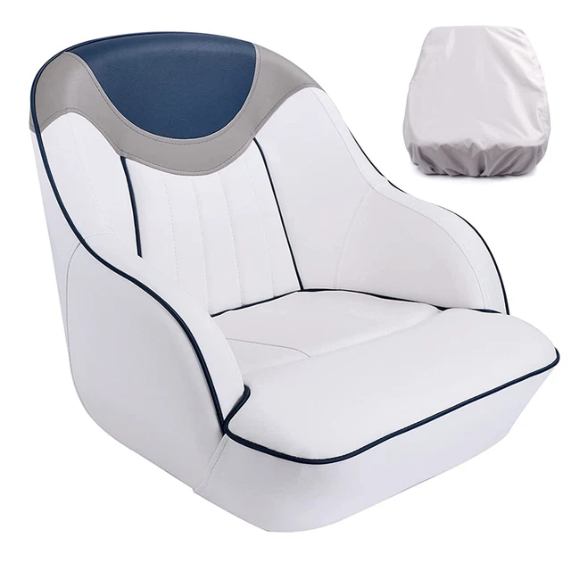 NORTHCAPTAIN BOAT SEAT Captain Seat with Boat Seat Cover,White/Grey
