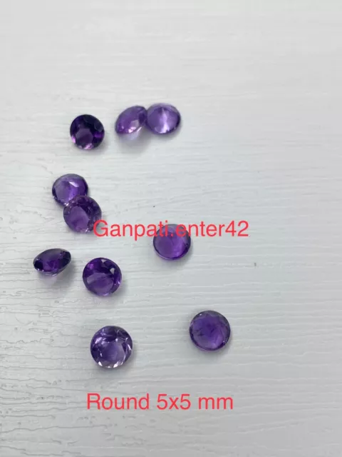 Gros Lot Naturel Améthyste à Facettes Rond Coupe 5x5 MM 10 Pièces Desseré Gemme