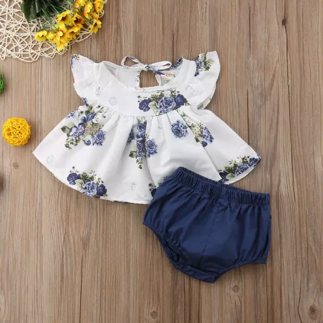 Toddler Newborn Baby Girl Flower Ruffle Romper Bodysuit Jumpsuit Outfits Cloth