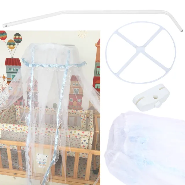 Mosquito Net+Holder Set Cot Netting Canopy Drape Stand Baby Crib Bed Support Kit
