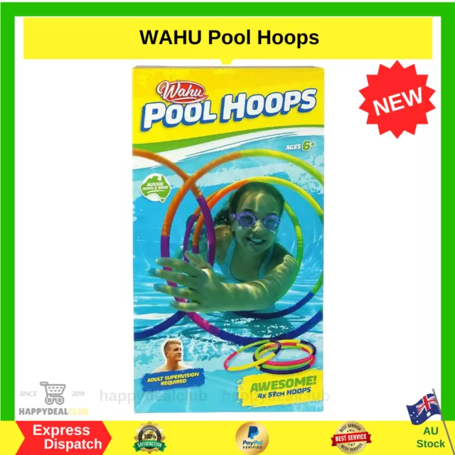 4x Wahu Party Pool Hoops Underwater Games Kids Water Toy Fun Summer Outdoor 6y+