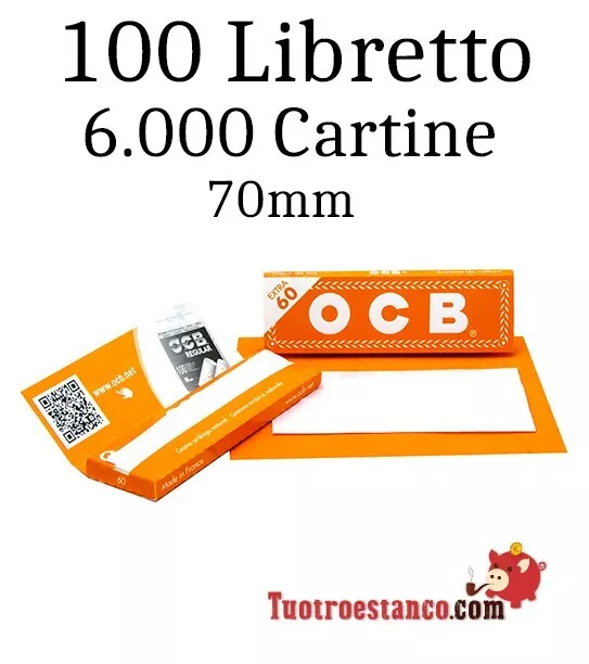 Pack DUE Cartine OCB Orange de 70 mm - 100 libretto