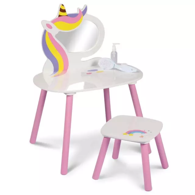 Set da tavolo design unicorno bambini toeletta ragazze set vanità specchio e sgabello