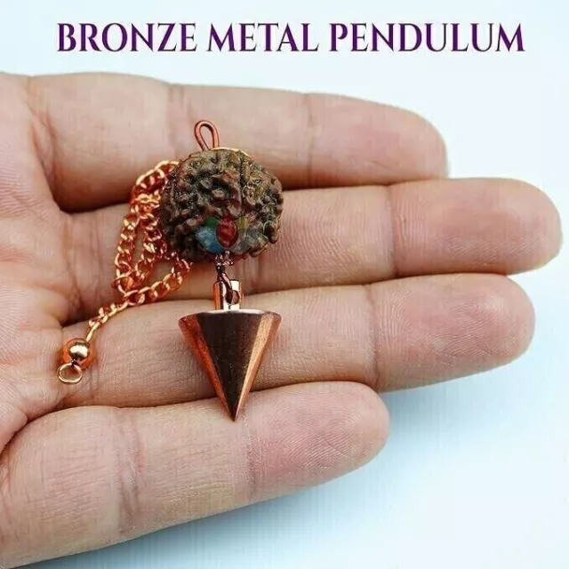 Charged Energized Rudraksha Bronze Pendulum with Long Chain