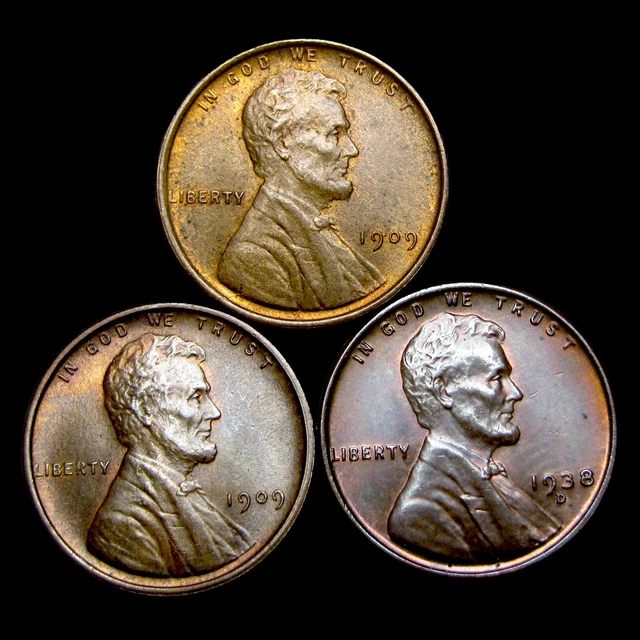 1909 VDB 1909 1938-D Lincoln Cent Wheat Gem BU+ Condition Coin Lot -- #ZR437