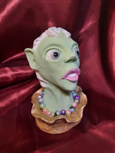 Pixie Ceramic Bust, OOAK, Unique, Handmade, 7 inches tall