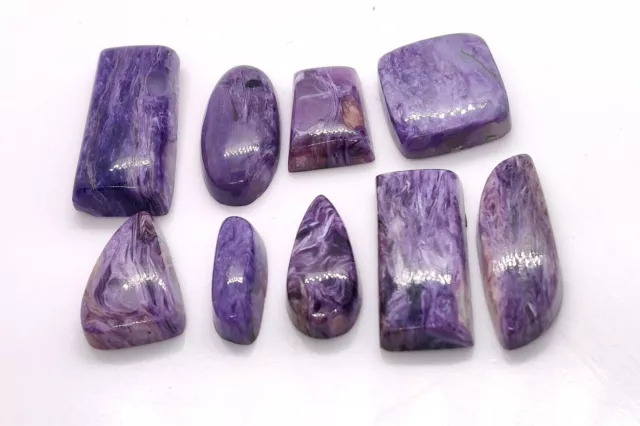 Natural Russion Charoite Multi Shape Cabochon Handmade Loose Gemstone Lot 97 cts