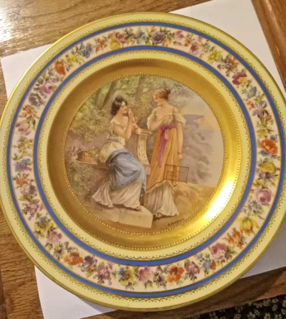 Antique Royal Vienna Decorate Porcelain Plate Amor Captive Shield Mark A. Wagner