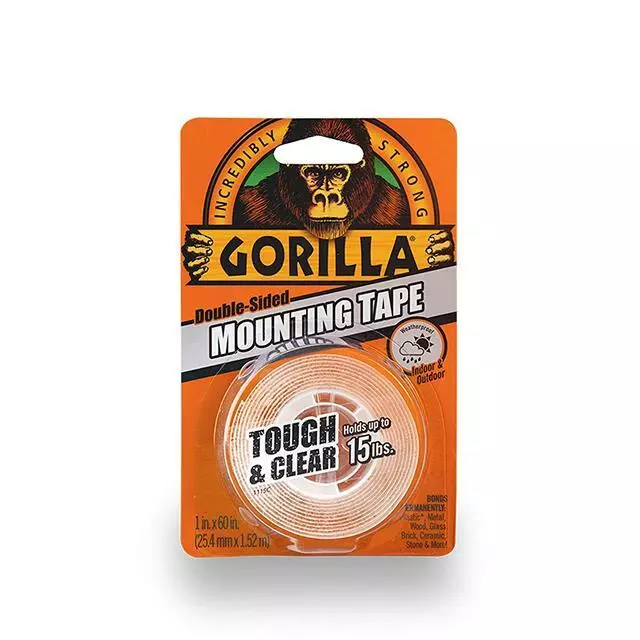 Gorilla Glue Heavy Duty Mounting Tape Double Sided Weatherproof Clear Black