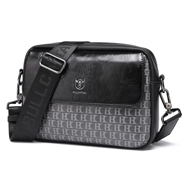 New Men's Luxury Genuine Leather Shoulder Handbag Messenger Black Crossbody Bags