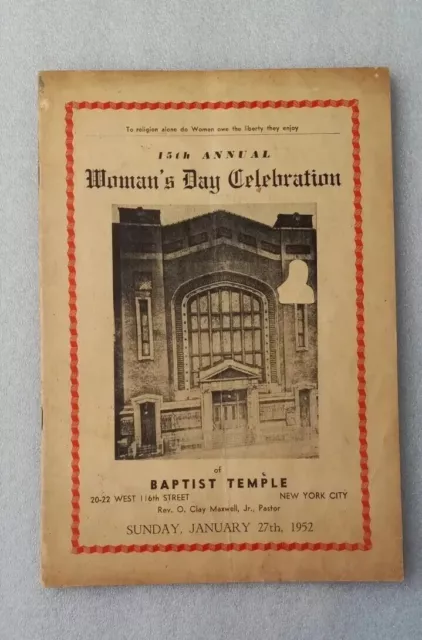 15th Annual Womans Day Celebration Program 1952 Baptist Temple New York City 15th Annual Womans Day Celebration Program 1952 Baptist Temple New York City