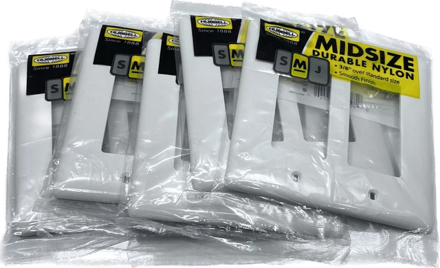 Hubbell 2-Gang White Double Decorator Midsize Wall Plate Nylon NPJ262WZ Lot of 6
