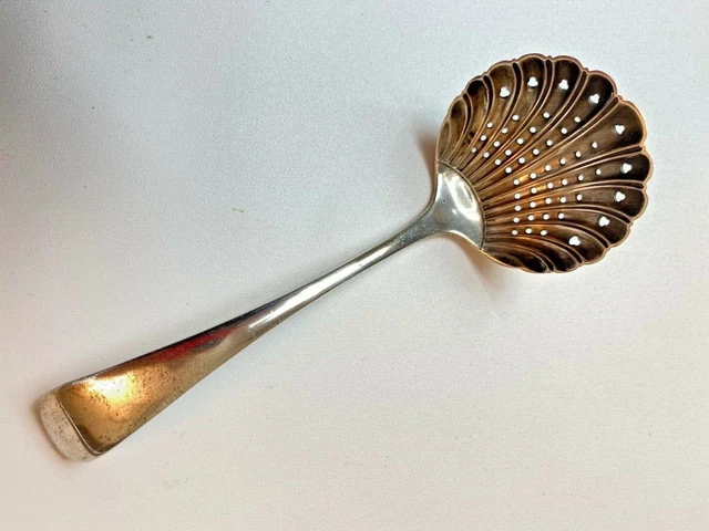 Vintage Sifter Scalloped Shaped 5 1/2" Spoon Ladel - ETM A EP - Silver Plate