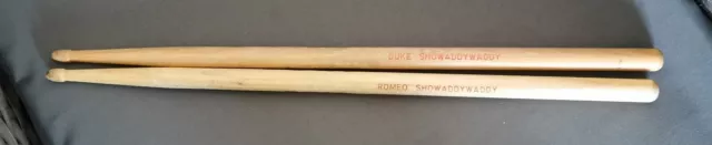 Showaddywaddy Drum Sticks used Romeo Duke embossed names