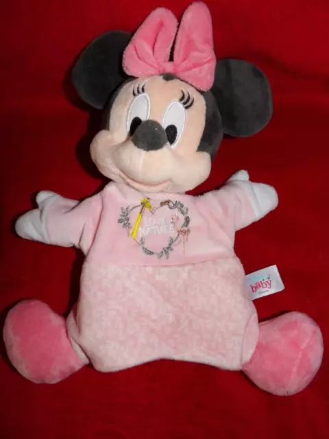Doudou Marionnette Disney Nicotoy Minnie Rose Love Nature Coeur Flamand