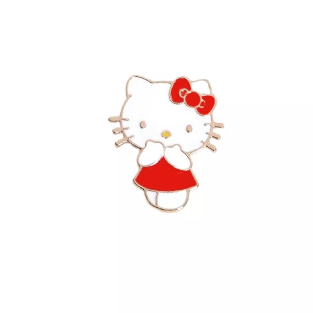 Hello Kitty Pin's Métal Emaillé Rouge Rose Badge Sanrio Kawaii pour Femme Fille