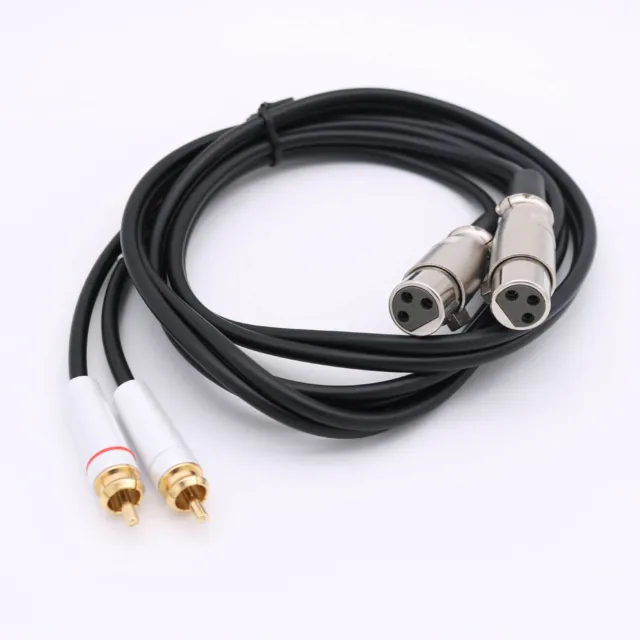 5Ft 2 XLR Female to 2 RCA Male Phono Plug Dual Mixer Stereo Pro Audio Cable Cord