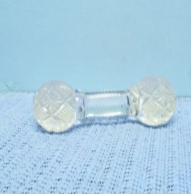 Vintage Star & Diamond Block Cut Glass Knife Rest ~ 4" Zipper Cut Bar Bell