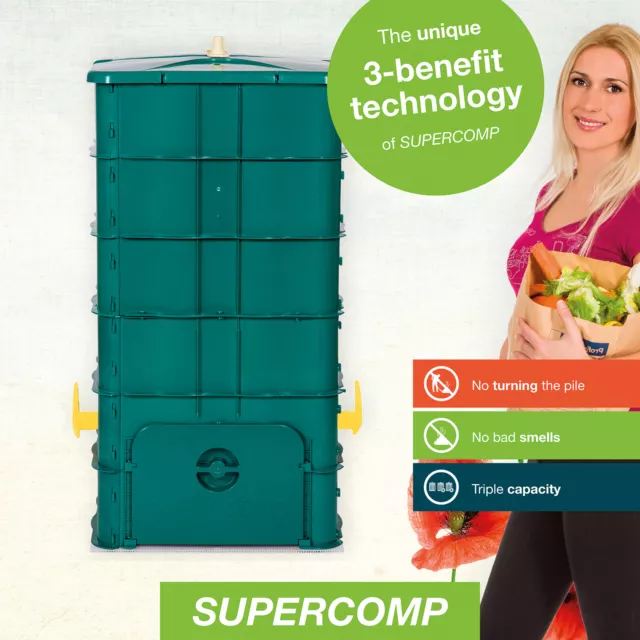 SUPERCOMP – Composteur de jardin 350 L bac compost sans retournement sans odeurs