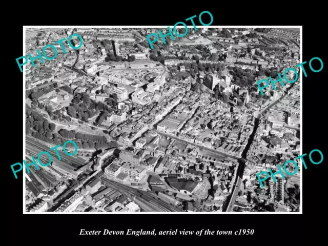 OLD 6 X 4 HISTORIC PHOTO OF EXETER DEVON ENGLAND AERIAL VIEW OF TOWN c1950 1