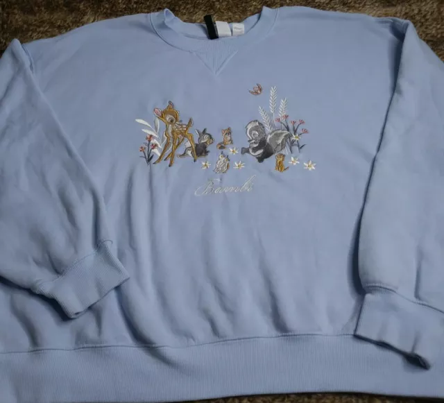 Divided H&M Disney Bambi & Friends Embroidered Sweatshirt Women's Size XL