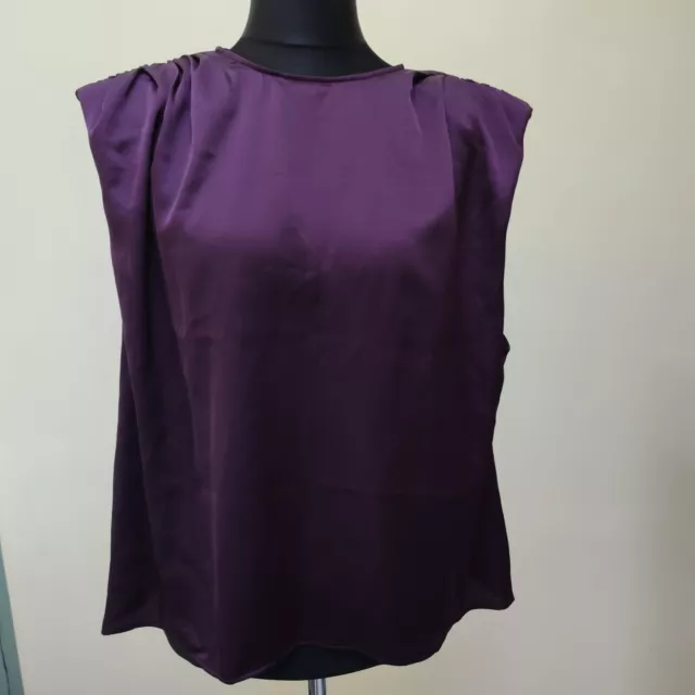 Primark burgundy 20 blouse top silky sleeveless  Shoulder Pad new