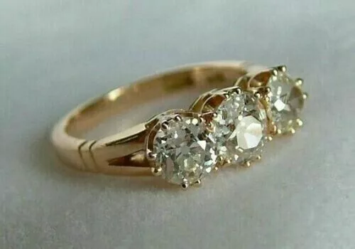 2Ct Round Cut VVS1 Moissanite Beautiful Wedding Band Ring Solid 14K Yellow Gold