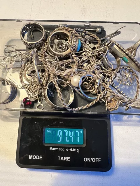 Sterling Silver 925 Jewelry Scrap Lot 97.47 Grams ALL WEARABLE/ NOT SCRAP