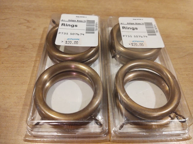 Solid Brass Window Curtain rings Decor Hardware - Lot of Eight total