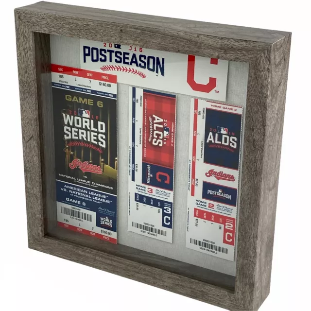 ⚾️ 2016 World Series Cubs Indians full Post Season tickets 3 Game Set - Framed!