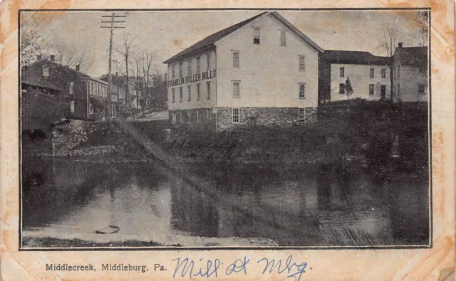 Middleburg PA Pennsylvania Franklin Roller Mills Advertising Vtg Postcard O5