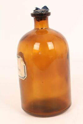 Apotheker Flasche Medizin Glas braun Ol. Terebinthin antik Deckelflasche 4