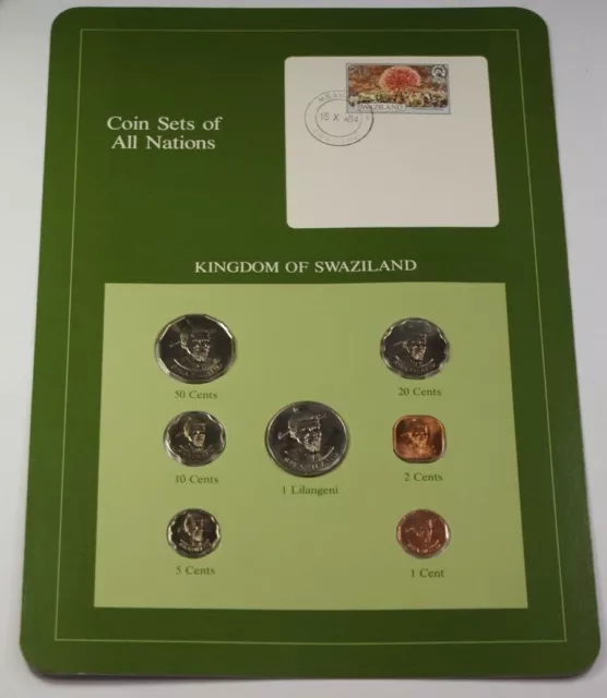 Coin Sets of all Nations Swaziland in Sleeve with Specifications 1c NOT BU
