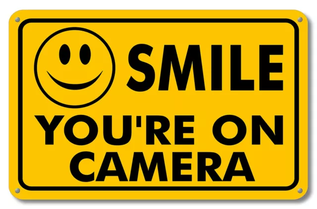 New Smile You're On Camera Security Waterproof Business Yellow Sign Video Cctv