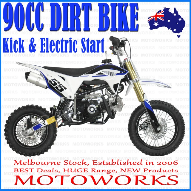 90cc Dirt Trail PIT Bike Motor 2 wheels Electric Start Semi Auto Junior Bike BLU