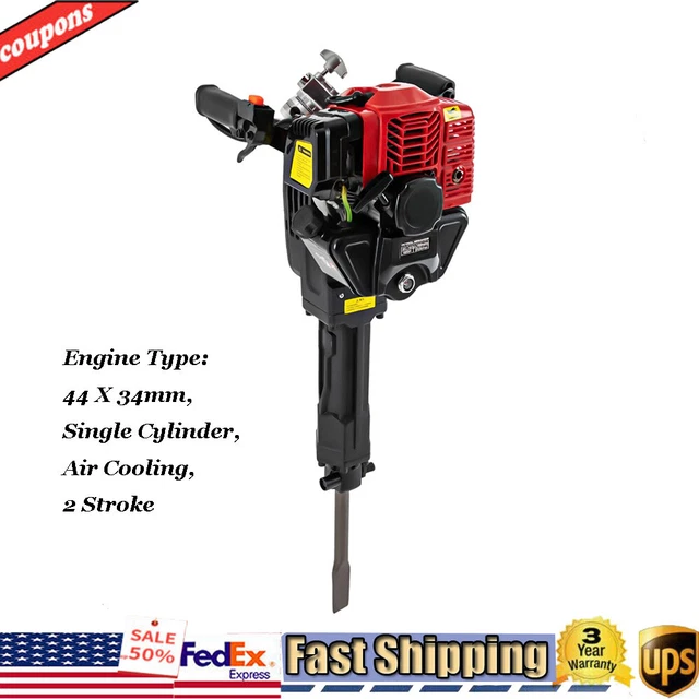 2 Strokes Gas Powered Heavy Duty Demolition Jack Hammer Concrete Breaker 1700W