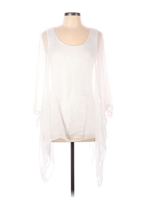 Luna Luz Women White Long Sleeve Blouse M