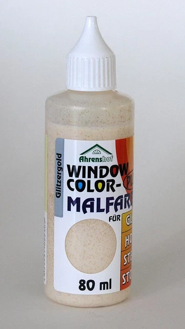 3x Ahrenshof Window Color Plus Fenstermalfarbe Glitzergold 80 ml