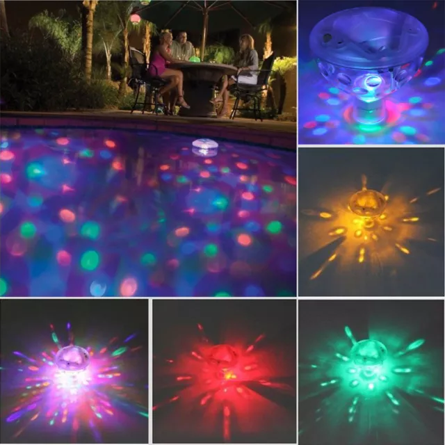 Underwater Disco Aqua Glow LED Floating Night Light Show Pond Pool Spa Tub Lamps 2