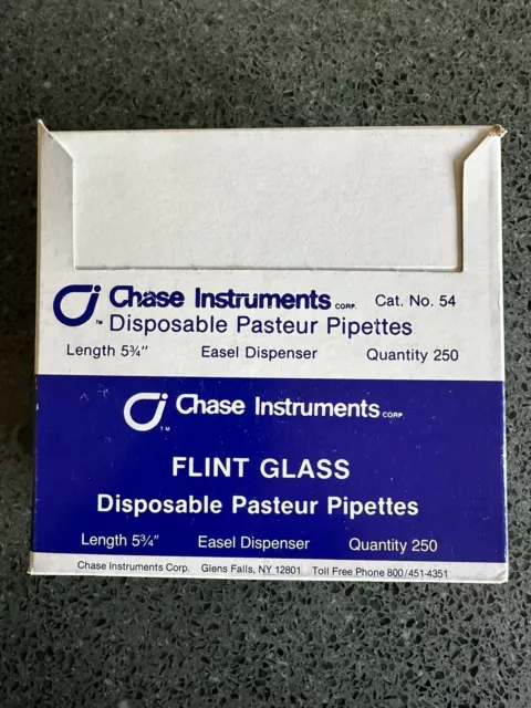 Box of (250) Chase Instruments 5-3/4" Flint Glass Disposable Pasteur Pipettes