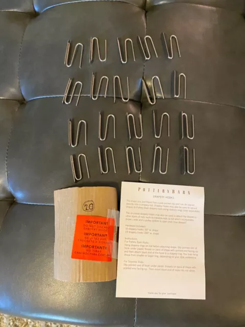 New Set of (20) Pottery Barn Drapery Hooks 1.5 In Silver Color Metal