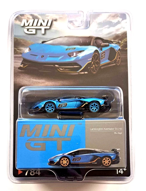 Mini GT #784 - Lamborghini Aventador SVJ 63 Blu Aegir à L'échelle 1/64 - Boîte Fermée - Modèle Détaillé