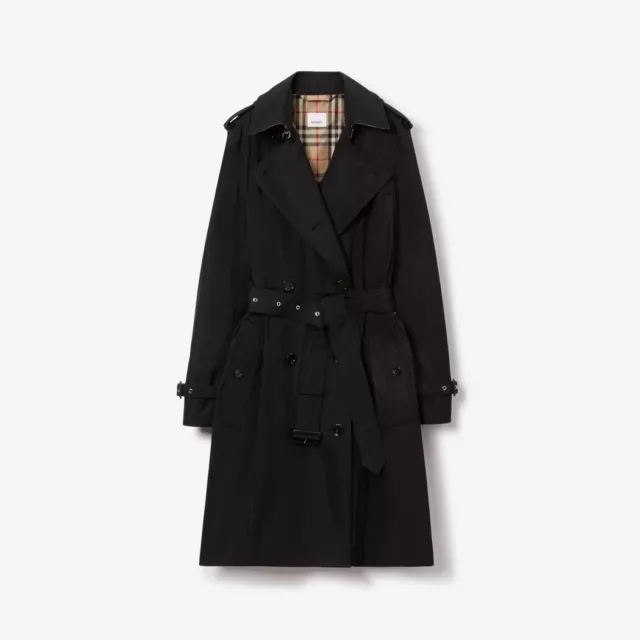 New Black Burberry Women 's Double Breasted medium Trench Coat, Size US 6 $550