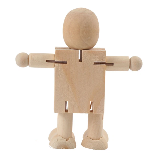 Omino Di Legno Oscillante - Statuetta Decorativa Con Piedi Mobili E 12 Facce Espressive, Per Auto O Scrivania